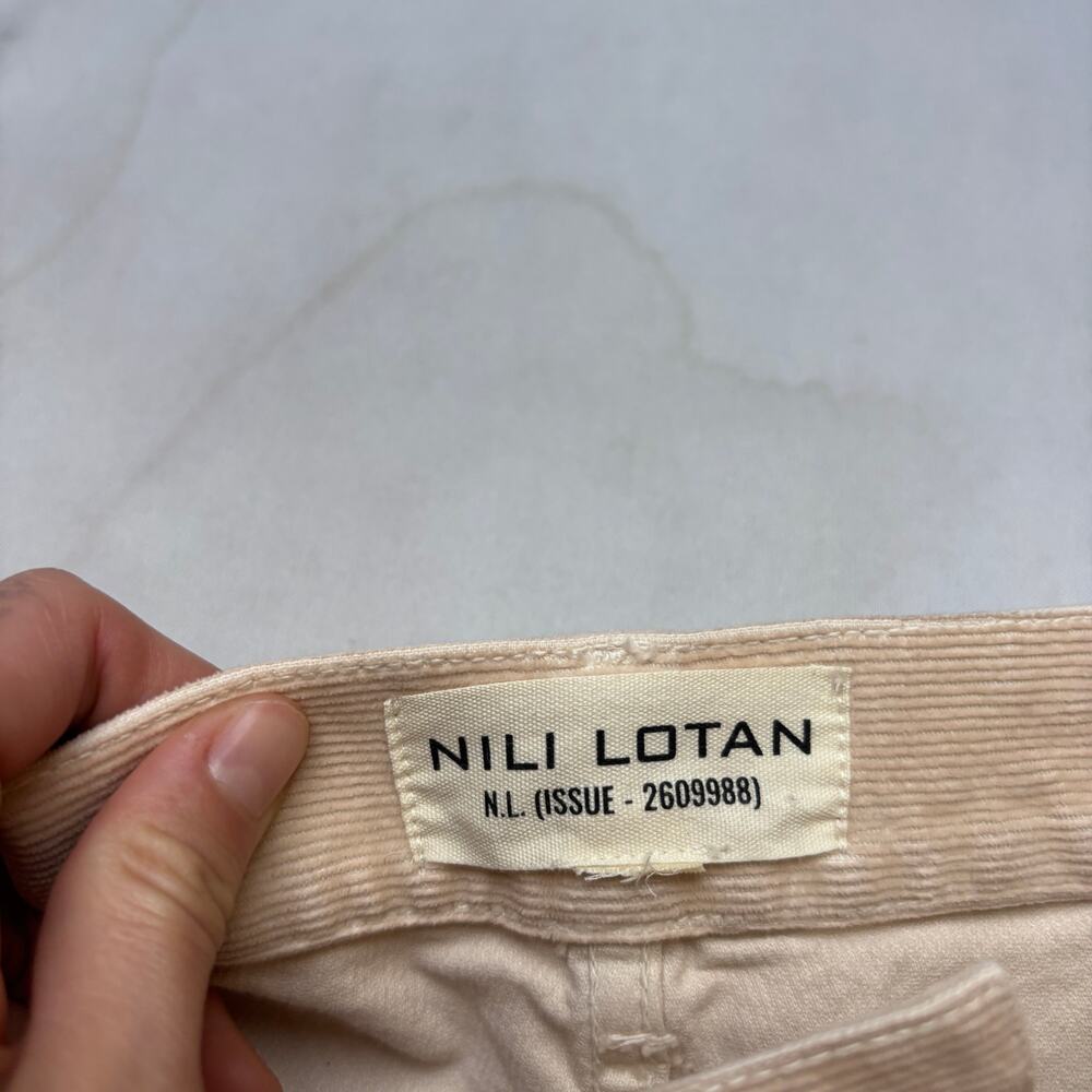 NWT Nili Lotan Shon Pant Light Blush Corduroy Women's 4 Bow Barrel Boho - Picture 4 of 12